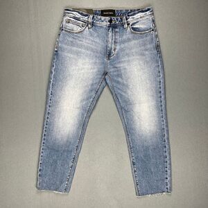 Abrand Jeans Mens 32 Relaxed Slim Taper Ankle Cropped Blue Denim Raw Hem NWT